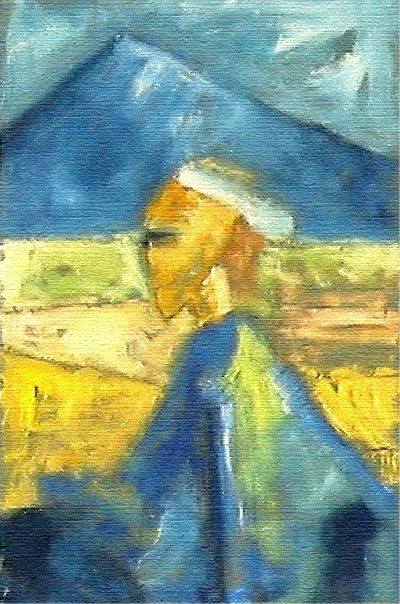 mask #03, mask studies, oil on paper, 12" x 18", naccarato, Montreal, 2002