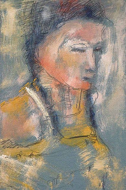 portrait #2, portrait studies, oil, lead on paper, 12" x 18", naccarato, Montreal, 2003